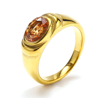 Retro Style Black Green Zircon Fashion Female Ring