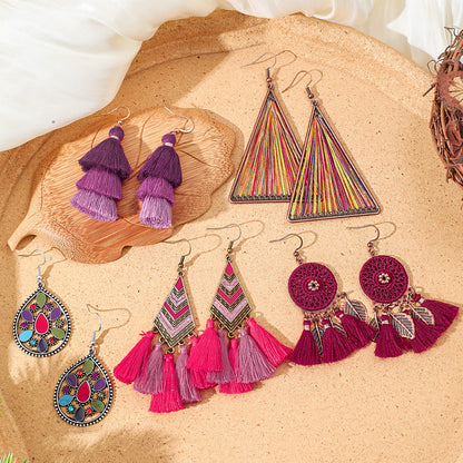 Vintage Bohemian Style Hand-woven Tassel Earrings