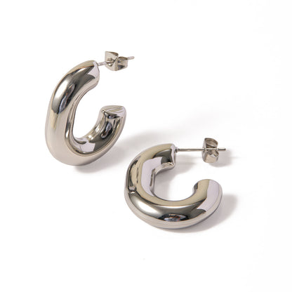 Steel Colored Stainless Steel Round Tube U-shaped Ear Ring