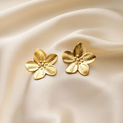 Non-fading Titanium Steel Flower Stud Earrings