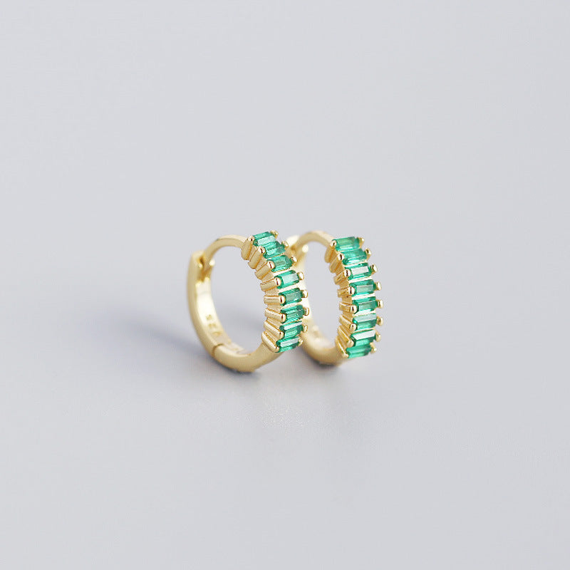 Women's Inlaid Cubic Zirconia Sterling Silver Stud Earrings