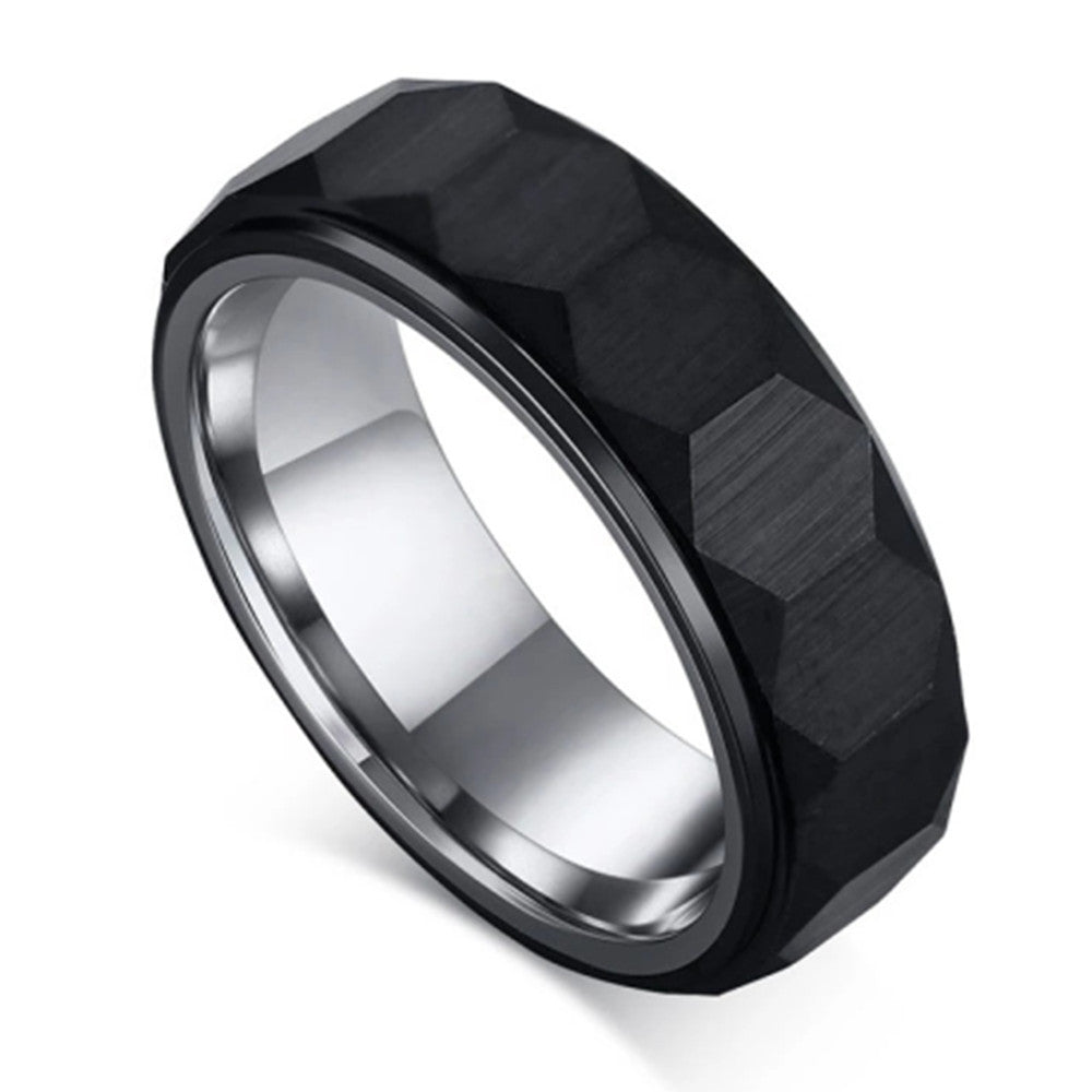 Men's New Batch Flower Room Black Tungsten Steel Ring