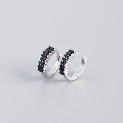 Women's Inlaid Cubic Zirconia Sterling Silver Stud Earrings