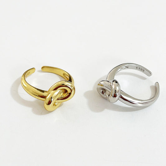 Women's 925 Sterling Silver Knotted Geometric Ring