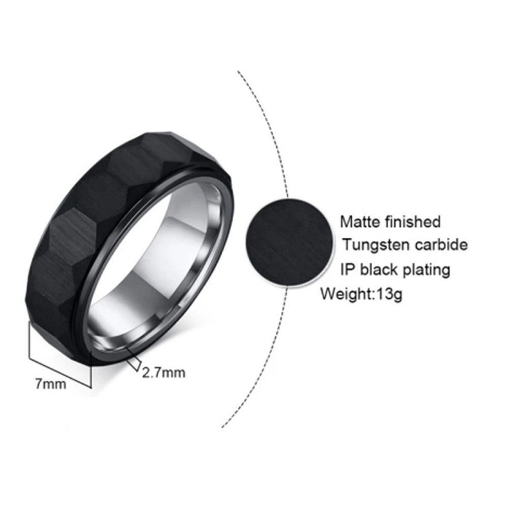 Men's New Batch Flower Room Black Tungsten Steel Ring