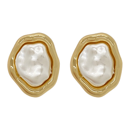 Irregular Pearl Edge Stud Earrings For Women