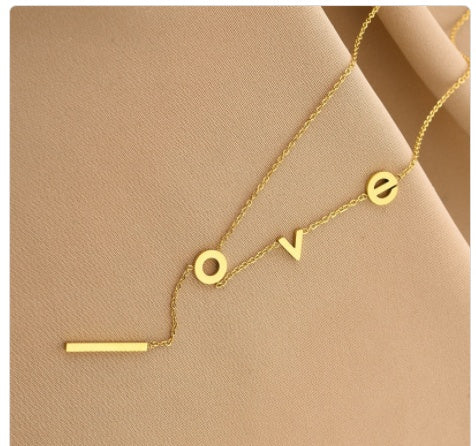 Women's alphabet titanium steel necklace