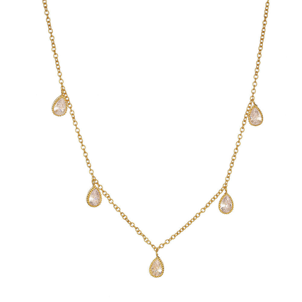 Special Interest Light Luxury Micro-inlaid AAA Zircon Earrings Necklace Set Women's Accessories