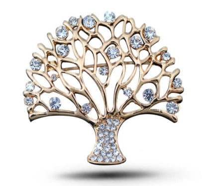 Rhinestone Small Tree Brooch High Profile And Generous Clothing