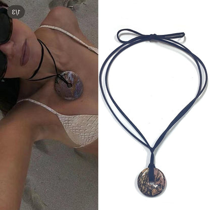 Personalized Cord Pendant Necklace Minimalist Adjustable