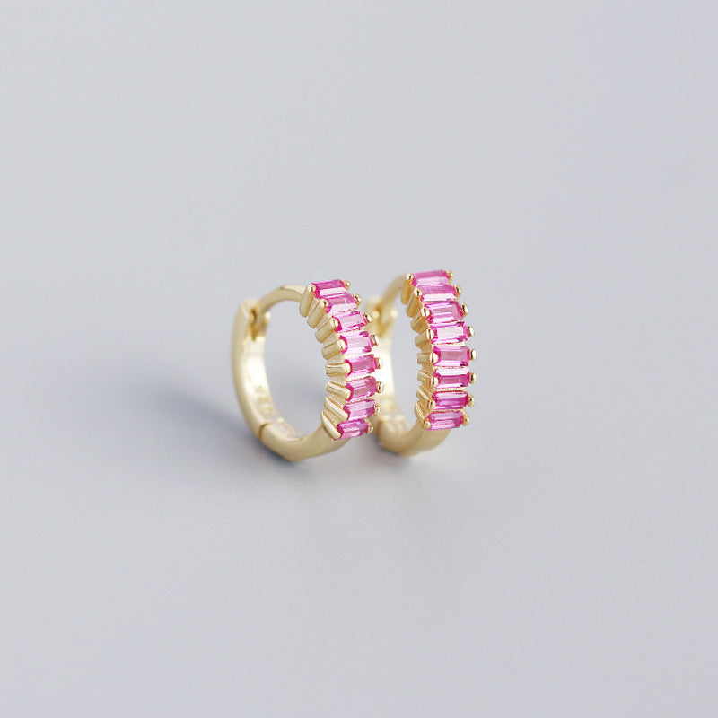 Women's Inlaid Cubic Zirconia Sterling Silver Stud Earrings