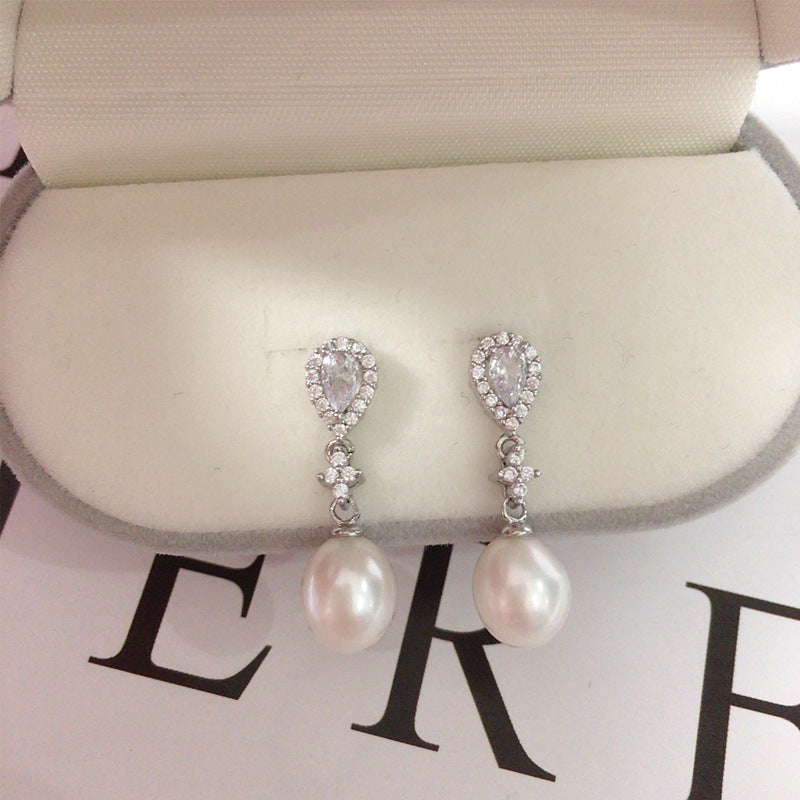 Pearl Earrings Female Affordable Luxury Style Advanced Micro Inlaid Zircon