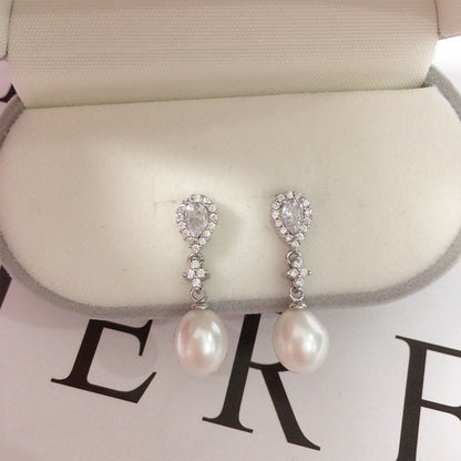 Pearl Earrings Female Affordable Luxury Style Advanced Micro Inlaid Zircon