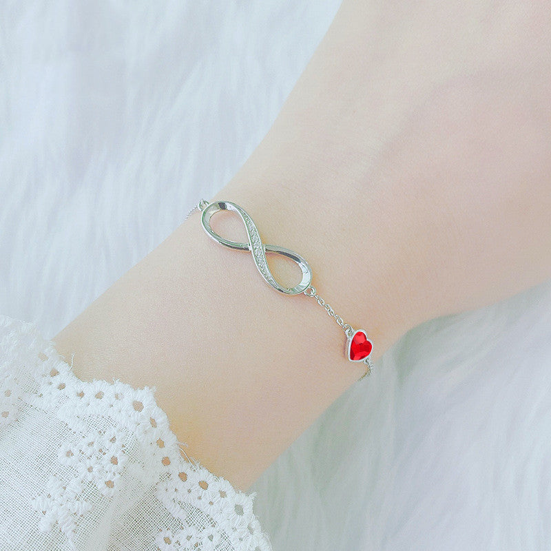 Sterling Silver Bracelet Women's Simple And Versatile Eternal Love