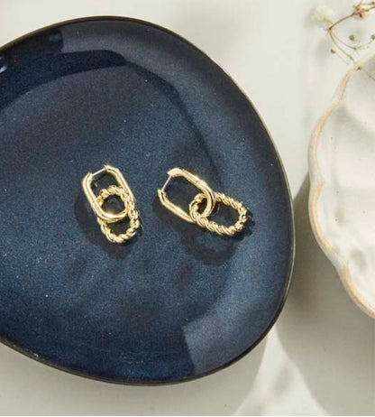 Retro Twist High-grade Ins Style 18K Gold-plated Earrings