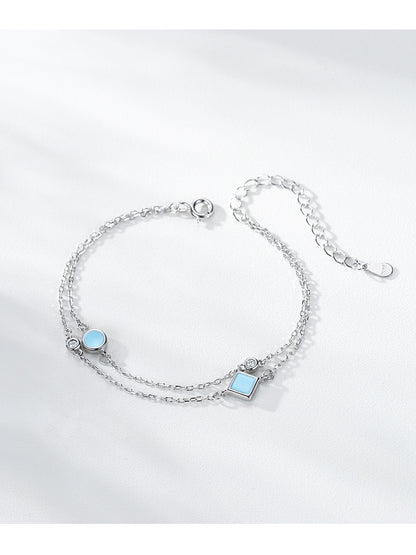 Women's S925 Silver Geometric Round Bracelet