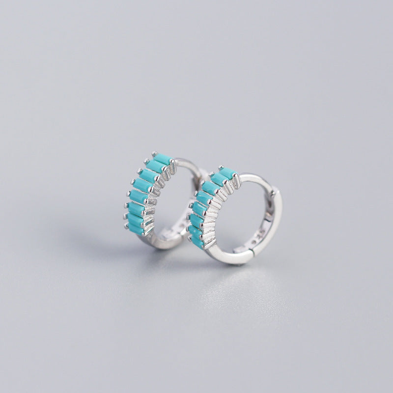 Women's Inlaid Cubic Zirconia Sterling Silver Stud Earrings