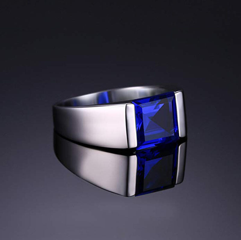 925 Sterling Silver Sapphire Emerald Men's Ring Fashion Jewelry