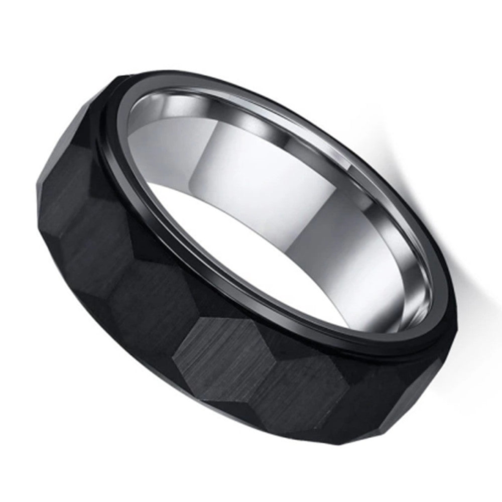 Men's New Batch Flower Room Black Tungsten Steel Ring