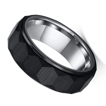 Men's New Batch Flower Room Black Tungsten Steel Ring