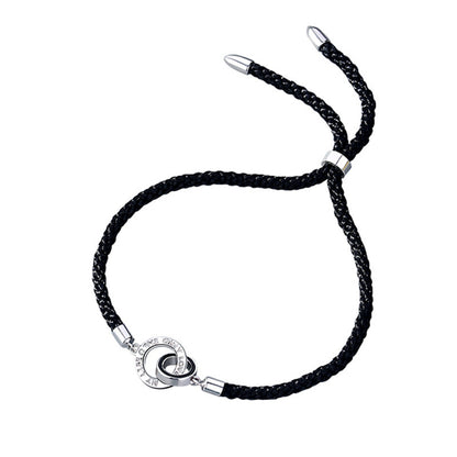 The New Double Ring Couple Bracelet Sterling Silver Korean Niche Interlocking Braided Bracelet