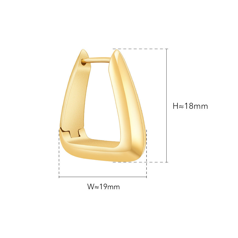 18K Gold Titanium Steel Special-interest Design Geometric Three-dimensional Triangle Earrings INS Style