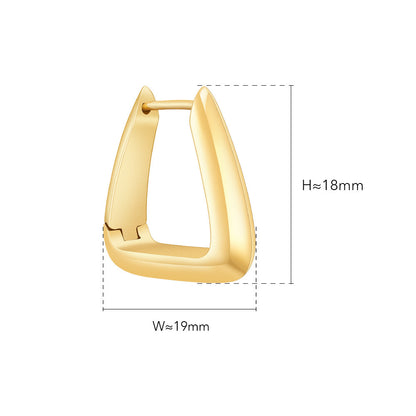 18K Gold Titanium Steel Special-interest Design Geometric Three-dimensional Triangle Earrings INS Style