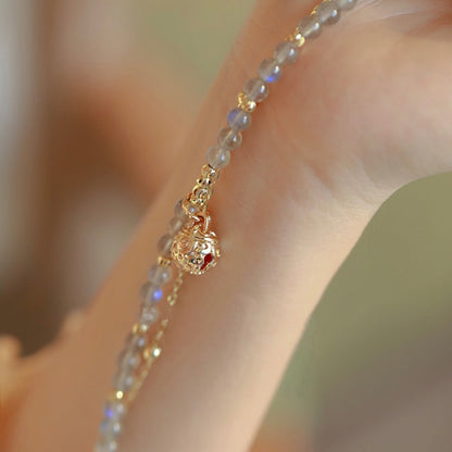 Women's Natural Blue Moonstone Double Stack Bracelet