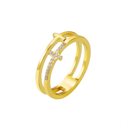Men's And Women's Fashion Double-layer Cross Ring