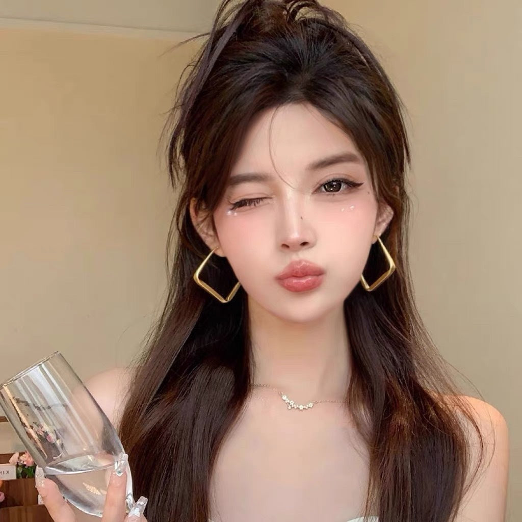 Female 2 Vintage Circle Earrings Special-interest Design Metal Earrings