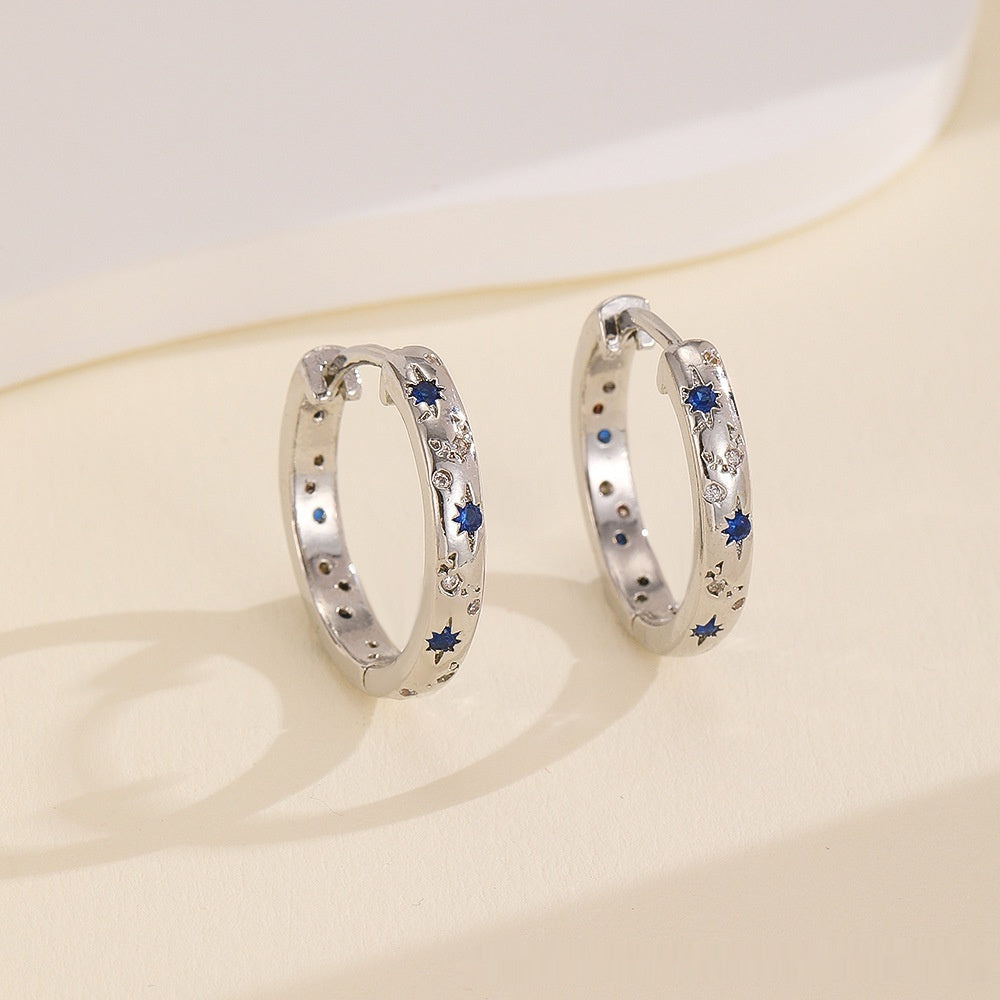 Elegant Copper Inlaid Color Zirconium Large Hoop Earrings