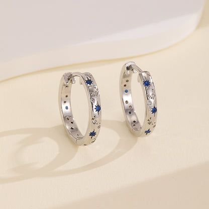 Elegant Copper Inlaid Color Zirconium Large Hoop Earrings