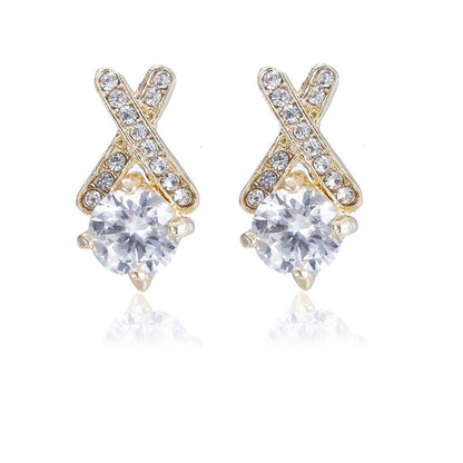 Three-dimensional Cross Necklace Earring Set