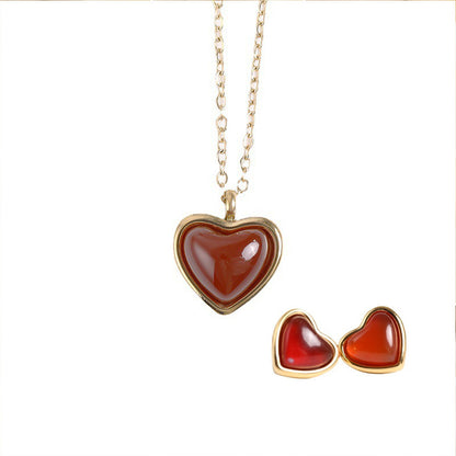 طقم مجوهرات نسائي من الستانلس ستيل مع أقراط