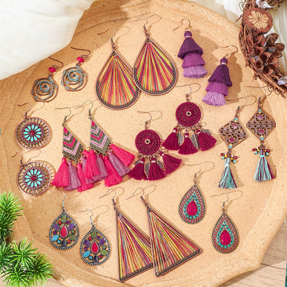 Vintage Bohemian Style Hand-woven Tassel Earrings