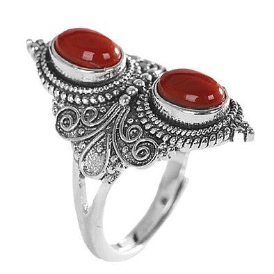 Distressed Adjustable Mouth Ethnic Style Wide Face Ring