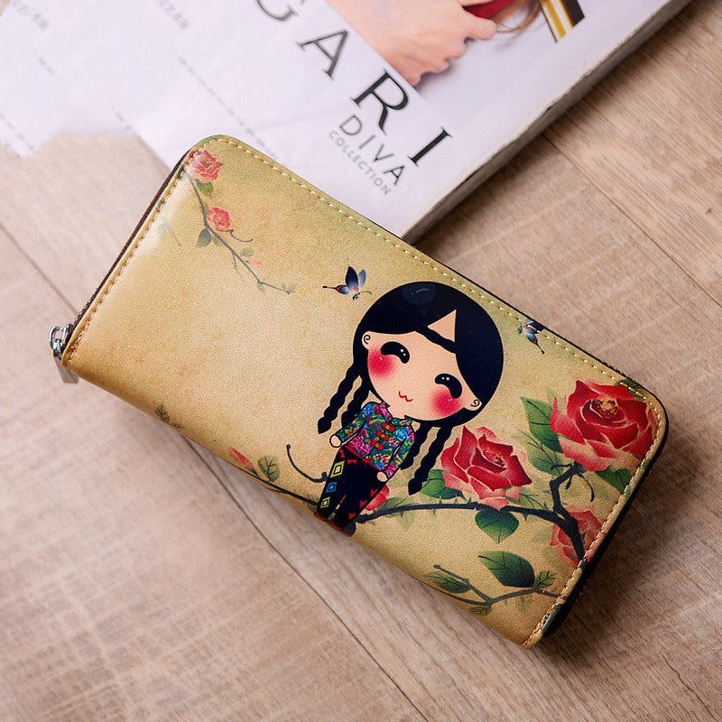 Women's long leather wallet handbags