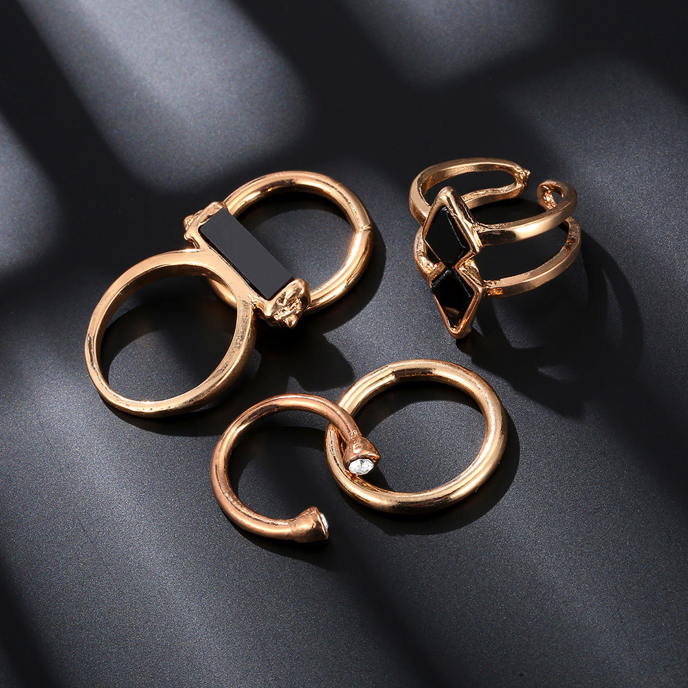 Fashion Joint Ring Set Electroplating 18K Gem Jewelry