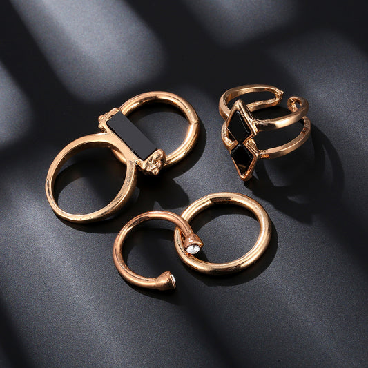 Fashion Joint Ring Set Electroplating 18K Gem Jewelry