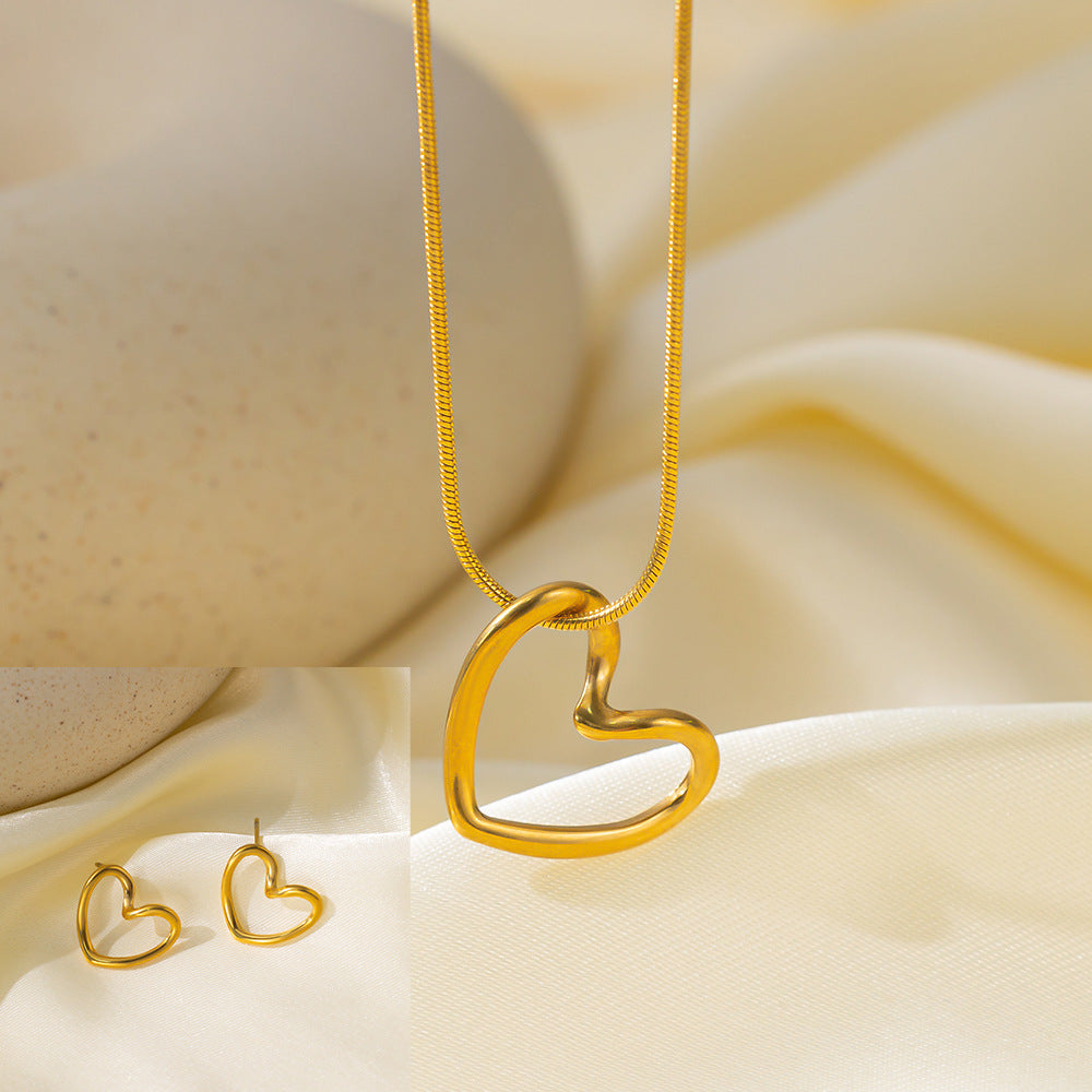 طقم مجوهرات نسائي من الستانلس ستيل مع أقراط