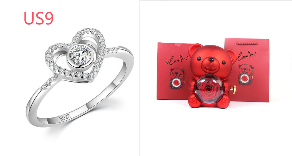 S925 Sterling Silver Love Full Diamond Ring