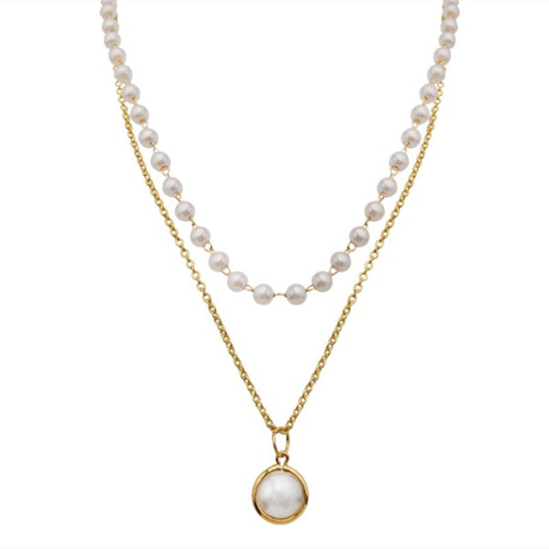 Simple Necklace, Personality, Niche Design, Double-layer Pearl Necklace
