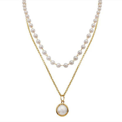 Simple Necklace, Personality, Niche Design, Double-layer Pearl Necklace