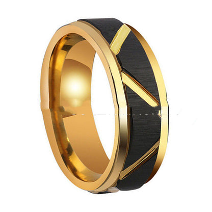 Tungsten Carbide Ring Lucky Eight Groove Plating