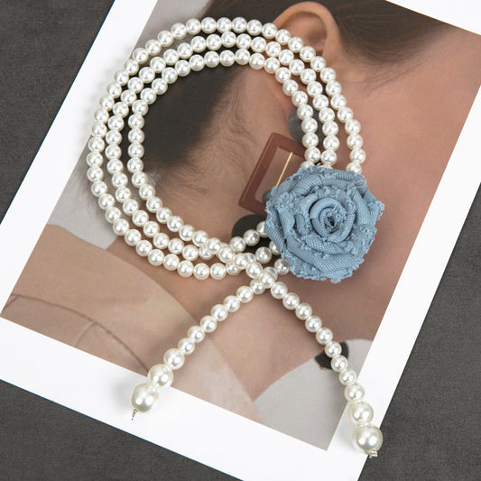 Sweet Pearl Women's Handmade Flowers Thin Waist Chain Accessory