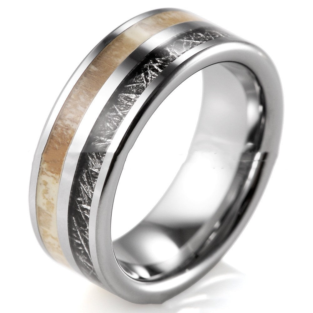 Antlers Black Silver Fashion Tungsten Ring