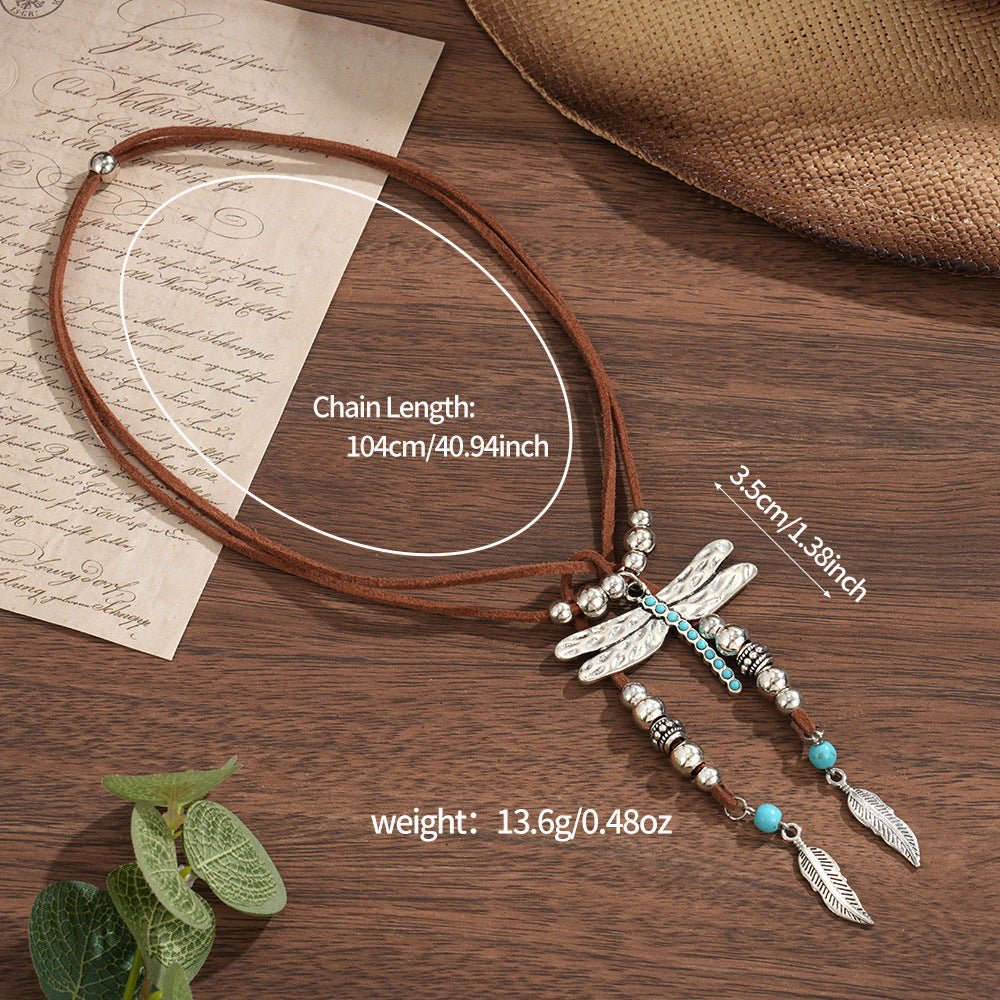 Bohemian Vintage Dragonfly Alloy Pendant Collarbone Chain