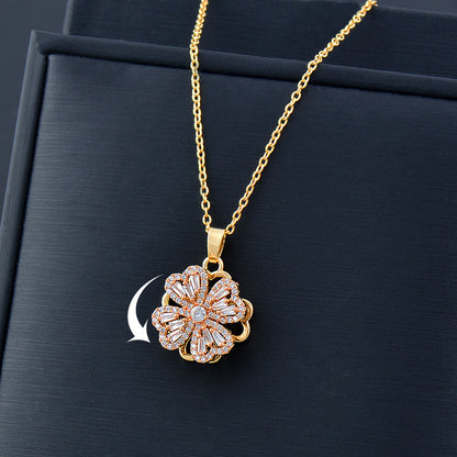 Rotating Clover Windmill Pendant Necklace