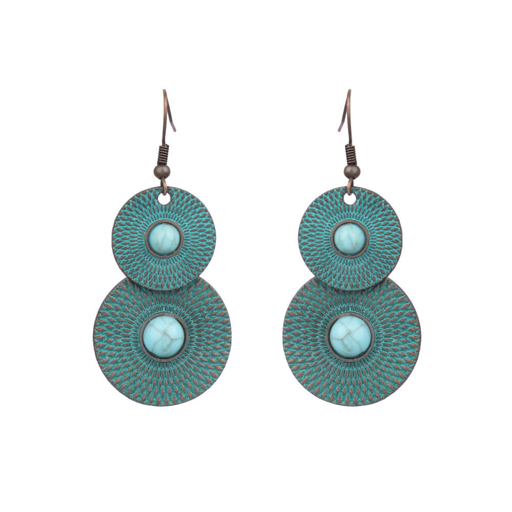 أقراط نسائية مرصعة بالألماس بتصميم بوهيمي مجوف