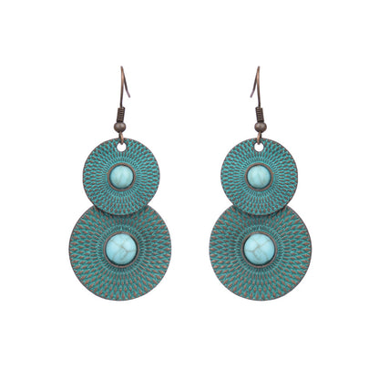 أقراط نسائية مرصعة بالألماس بتصميم بوهيمي مجوف